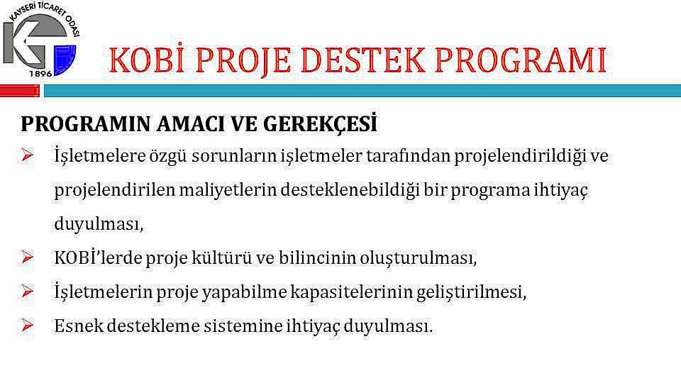 KOBİ Proje Destek Programı Proje Hazırlama Kılavuzu